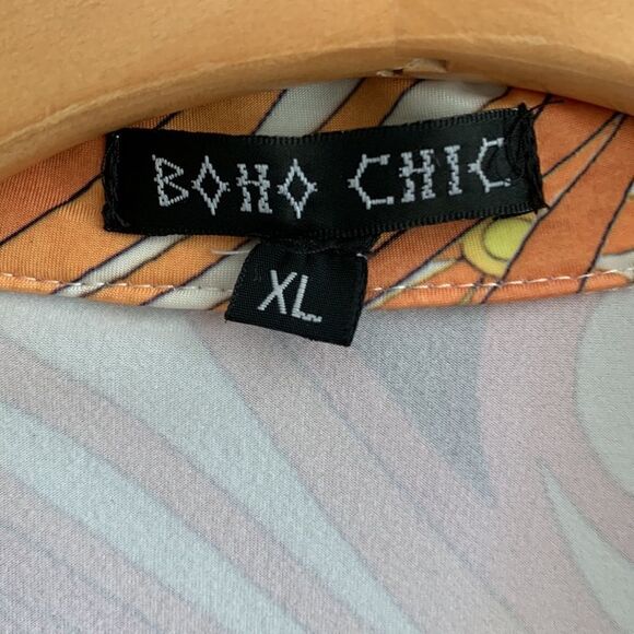 Vintage Hippie Shirt Plunging Self-Tie Soft Stretchy long sleeve top Xl - Picture 7 of 7